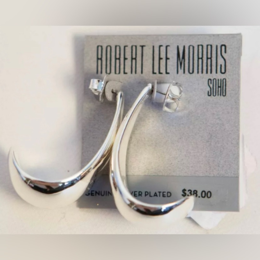 Robert Lee Morris Silver Tone Earrings "C" shape